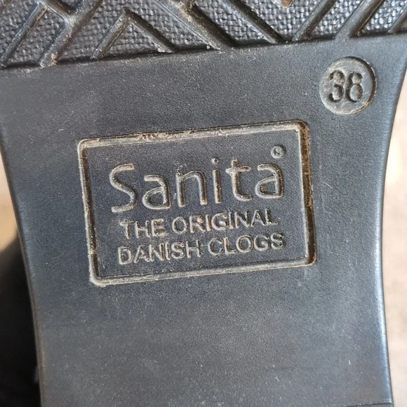 Women's Sanita clogs shoes size 38  Blue and Black Metallic🌠GREAT SHAPE!!! 🌠 - Picture 8 of 9